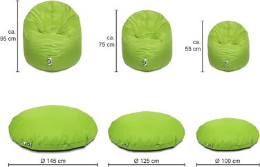 В 1 Функція Beanbag Seat Cushion Bean Bag - Kiwi - діаметр 100 см у 25 кольорах та 3 різних кольорах Розміри - повністю заповнені, 2