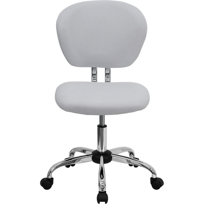 Офісне крісло Flash Furniture H-2376-F-WHT-GG, середня спинка, біла сітка, хромована основа, без підлокітників