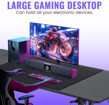 Ігровий стіл Kidsgigglz з LED-підсвічуванням, 120 x 60 см: ергономічний стіл для дому, офісу, кутовий комп'ютерний стіл з тримачем для напоїв та гачком для навушників (140 x 160 см - Z-подібна рама)