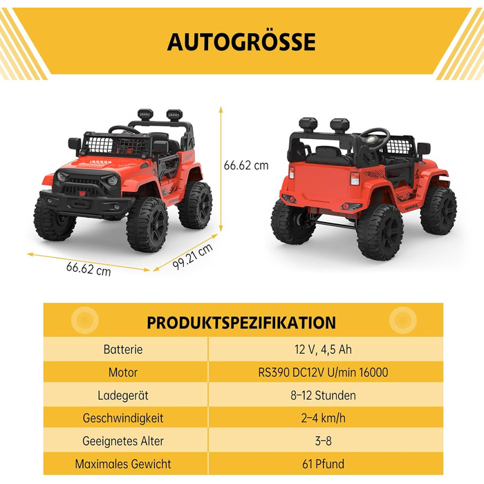Дитячий електромобіль 12V з пультом, Bluetooth, LED, амортизацією, 2 швидкості, для дітей 3-8 років (білий/червоний)
