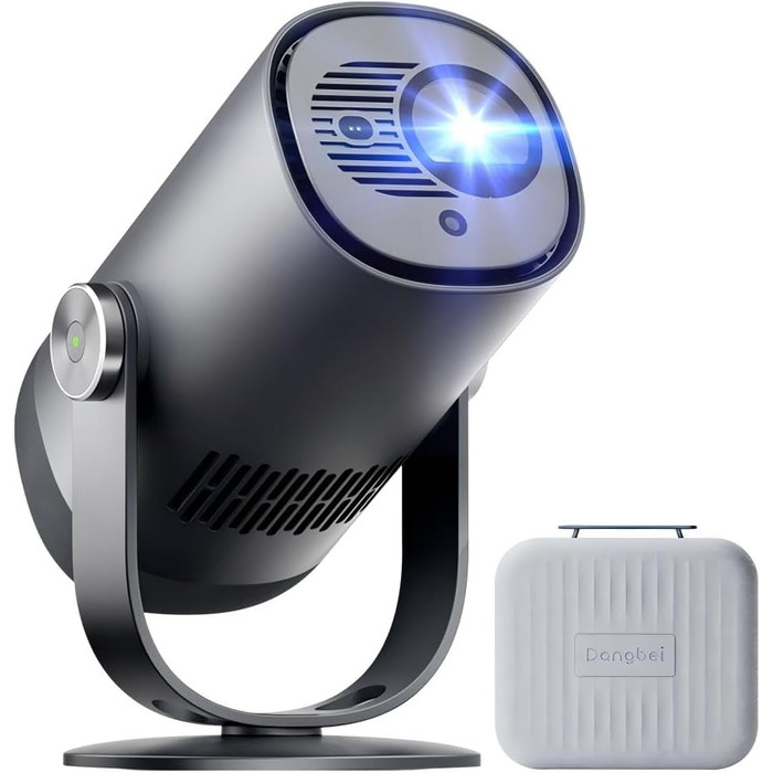 Портативний проєктор Dangbei Freedo з акумулятором, 450 ISO люмен, Google TV & Netflix, Dolby Audio, 1080P, HDR10, 165° нахил, Smart проєктор з WiFi & Bluetooth для дому та відпочинку на природі, 2,5 години роботи, з чохлом