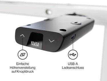 Стол Yaasa Frame Basic S: Регульована висота, USB-порт, телескопічний механізм, блокування клавішами (білий)