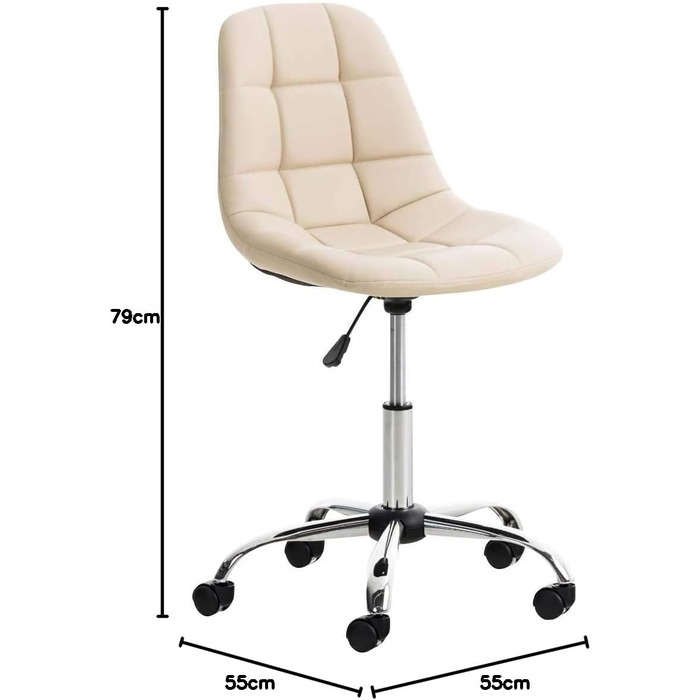 Офісний стілець Emil від CLP: регульована висота, поворотний, з штучною шкірою, колір білий (кремовий)