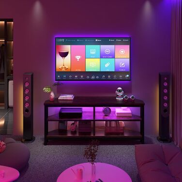 Тумба під телевізор Dripex з LED-підсвіткою, кутовий ТВ-шафка, колір коричневий, 106x45.5x36 см