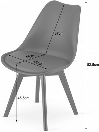Набір з 4-х обідніх стільців чорного кольору – сучасні пластикові стільці з м'яким сидінням з екошкіри та поліпропіленовими ніжками, елегантний дизайн, комфортне сидіння