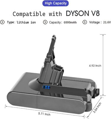 Заміна акумулятора V8 6000 мАг для моделей Dyson V8 2 фільтри