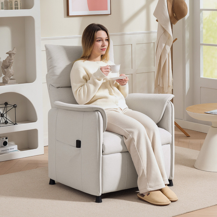 Електричний телевізор HOMCOM Recliner Реклайнер з функцією пам'яті, тихіший шум, функція відкидання Відкидне крісло з імітацією домашнього улюбленця Velvet, крем з дистанційним керуванням | Аосом