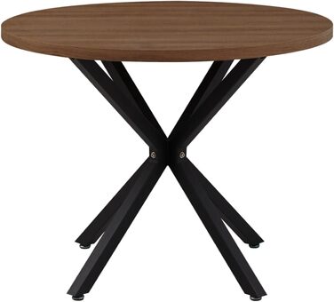 Набір обіднього столу та стільців GrandCA HOME: круглий стіл 100 см та 4 сучасні стільці з льону, для вітальні, кухні, їдальні, темно-сірий