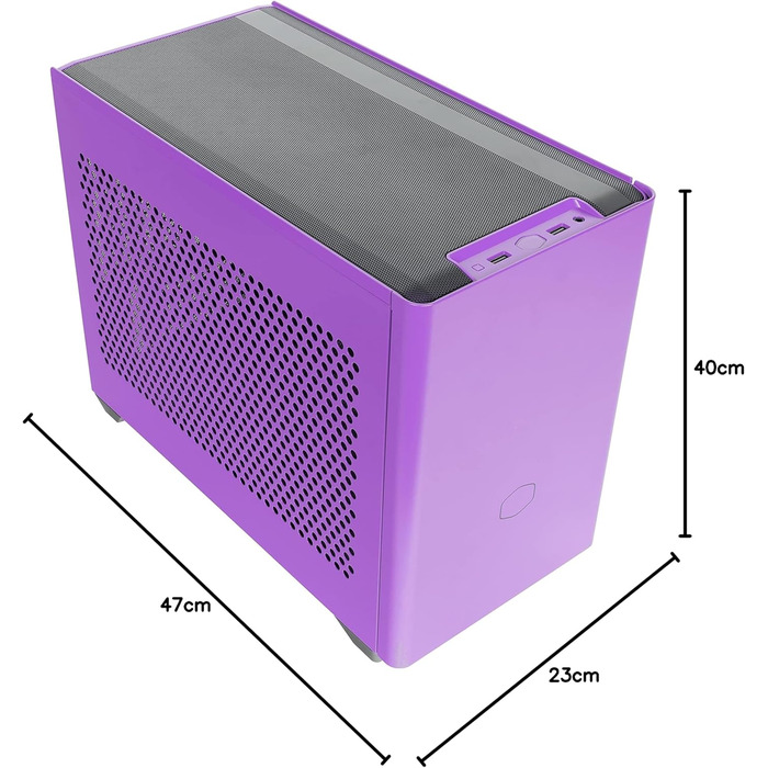 Корпус для ПК Cooler Master MasterBox NR200P Mini-ITX із загартованим склом, вертикальним розміщенням відеокарти, безінструментальним доступом 360°, преміальні варіанти охолодження, колір Nightshade Purple