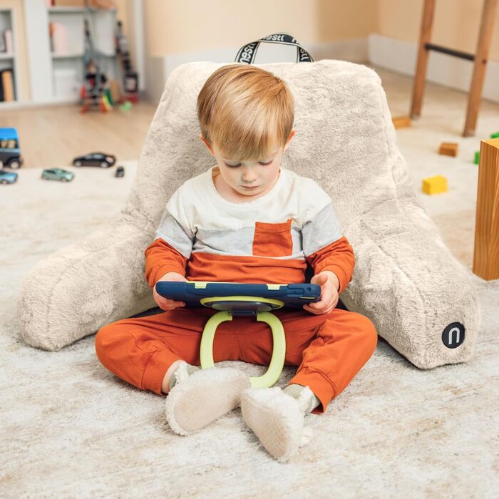 Подушка для читання Nestlé Pelz, стильна спинка для сидіння в ліжку, штучне хутро, крісло-подушка з підлокітниками, подушка для читання в ліжку, для дорослих та дітей, спинка для відпочинку в ліжку, салатовий колір (стандарт, льон)