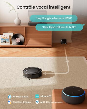 Робот-пилосос LEFANT з функцією миття підлоги, 5500Pa, LiDAR-навігація, багатошарове мапування, віртуальна зона, керування через Alexa/APP/WiFi, ідеальний для шерсті тварин, килимів та твердих підлог (M310)