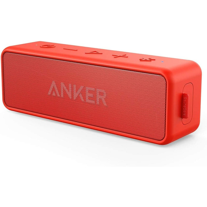 Портативна Bluetooth колонка Anker SoundCore 2, червона: потужний звук, глибокий бас, 24 год роботи, водонепроникність IPX7, сумісна з iPhone, Galaxy