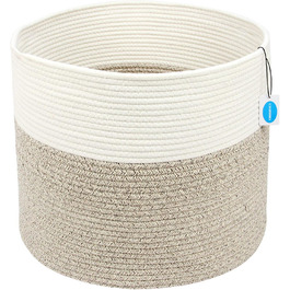 Кошик для дому Casaphoria з бавовняного шнура, XXL, кремово-коричневий (55,9 x 55,9 x 35,6 см)