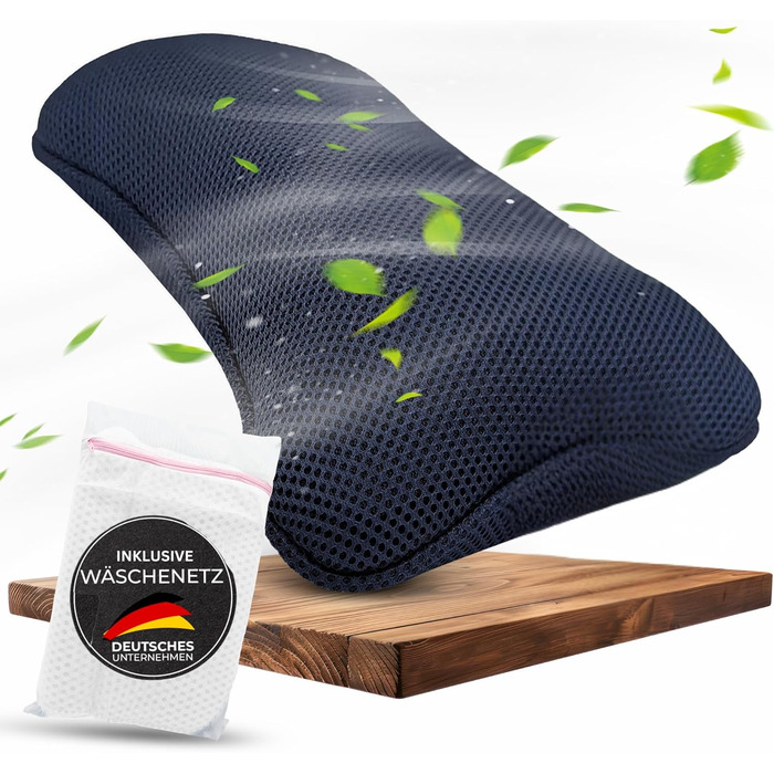 Подушка для ванни з сіткою для прання - Максимальний комфорт та розслаблення з новітньою технологією Air Mesh - Подушка для ванни з 4 міцними присосками - Подушка для шиї/голови (темно-синій)