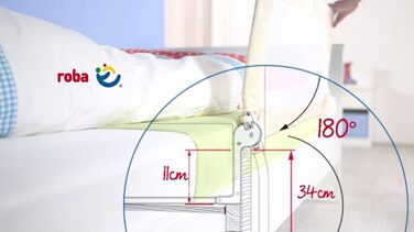 Захисний бортик для ліжка Roba Klipp-Klapp 100 бежевий 100x40 см - бортик для дитячого ліжечка, складаний, захист від випадання для немовлят та дітей