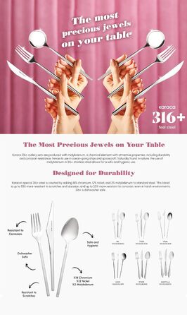 Karaca Liza Elegance: Набір столових приборів на 12 осіб (84 деталі) з коробкою, сталь