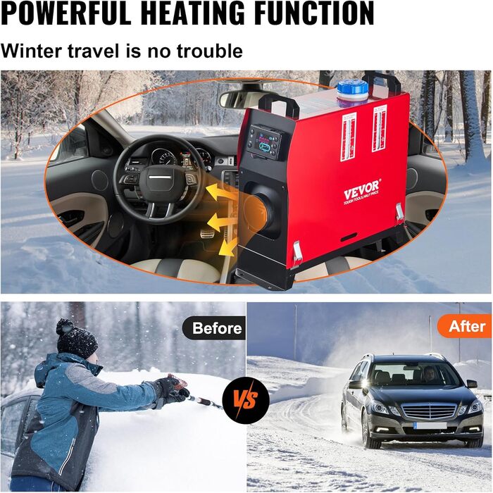 Дизельний обігрівач VEVOR 12V, 8kW для авто, RV, човнів, автобусів та вантажівок (червоний)