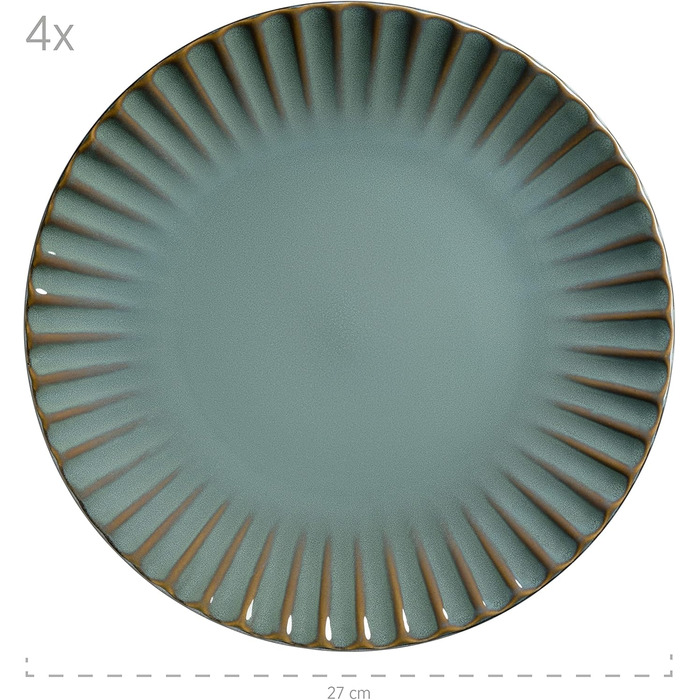 Набір посуду MÄSER Confino для 4 осіб (20 предметів) з кераміки Petrol/Чорний, Вінтаж