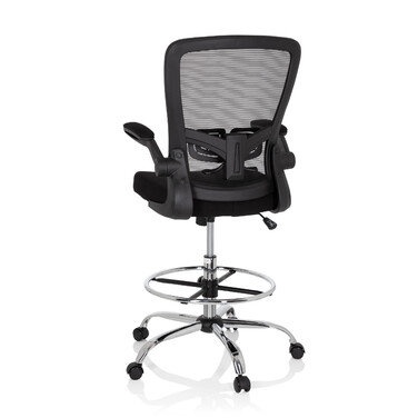 Офісний стілець / табурет VENDO WORK з сітчастою/тканинною оббивкою, чорного кольору, hjh OFFICE