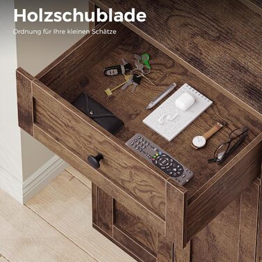 Стелаж Coleshome з дверцятами та шухлядами: 5 полиць, 48x24x164.2 см, для дому, офісу, вітальні, спальні (білий, рустикальний коричневий)
