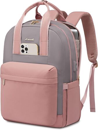 Сумка-рюкзак LOVEVOOK для жінок, з відділенням для ноутбука, водонепроникна, для подорожей, роботи, навчання, універсальна, 1-hellgrün-beige (15,6 дюймів, сіро-рожевий)