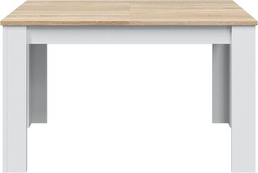 Розсувний обідній стіл Habitdesign Kendra, білий та канадський дуб, 140–190 x 78 x 90 см