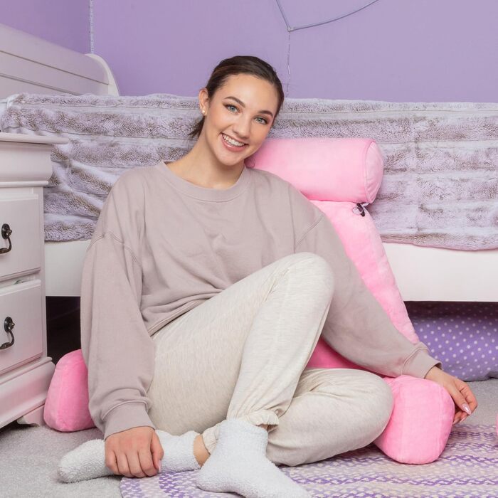 Подушка для чоловіка з підлокітниками - темно-сіра, для читання та відпочинку в ліжку, висока спинка, преміум піна пам'яті, знімний валик для шиї, оригінальна версія (світло-фіолетовий)