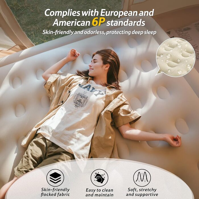 Надувний матрац Naturehike 2 особи, самонадувний з акумуляторним насосом, 198x152x45 см для кемпінгу та дому, легкий, зручний, швидко надувається