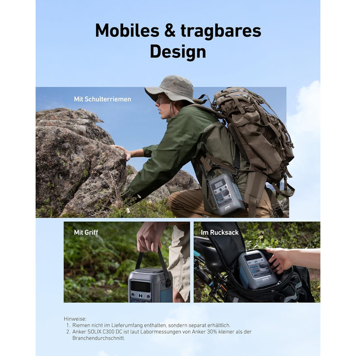 Powerbank Anker SOLIX C300: 288Wh, 300W, LiFePO4, для кемпінгу та подорожей