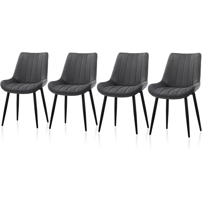 Тюкаїлай Комплект з 2-х обідніх стільців, штучна шкіра, ергономічний, з металевим каркасом, до 150 кг, для кухні та вітальні, коричневий (сірий, комплект з 4-х, велюр)