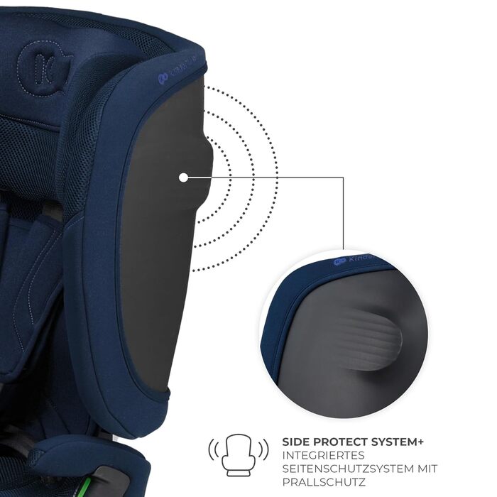 Автокрісло Kinderkraft FIX2GO i-Size 76-150 см (15 міс - 12 років), ISOFIX, Top Tether, SPS+, H-GUARD+, сіре (Blue)