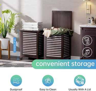 SMIBUY Кошик для білизни з бамбука з кришкою для зберігання одягу, іграшок та рушників (горіх, коричневий)