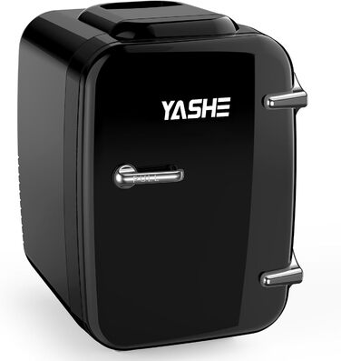 Міні-холодильник YASHE, 4 літри: для косметики, напоїв, 220V AC/ 12V DC, термоелектричне охолодження та нагрівання, для спальні, офісу, гуртожитку, авто (чорний)