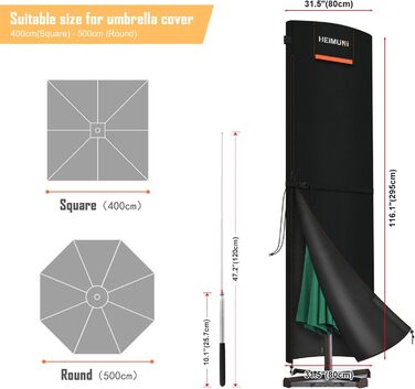 Чохол для парасольки від сонця, захисний чохол для парасольки, 3-5 м, великий розмір, захист від погодних умов, UV, вітру та снігу, 295x80/80 см