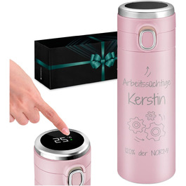 Пляшка для пиття Maverton 300 мл - термокружка зі світлодіодним сенсорним дисплеєм - виготовлена з нержавіючої сталі - герметична - рожева - для жінок