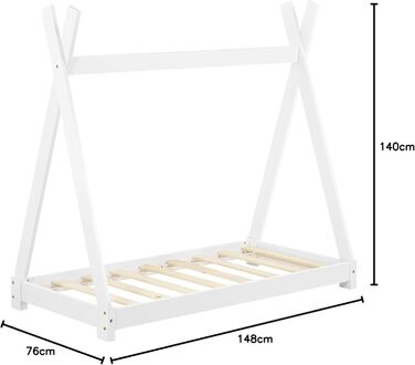 Ліжко дитяче Onejda Tipi, білий колір, 80x160 см, з дерева, en.casa