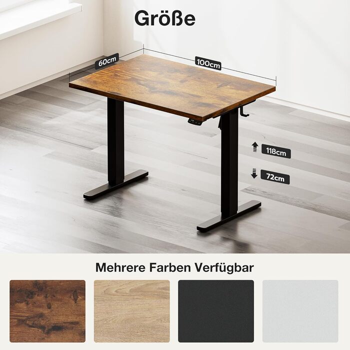 Електричний стіл з регулюванням висоти 120x60 см з функцією пам'яті, для офісу та дому. Білий колір, керування кабелями та гачки.