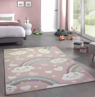 Дитячий килимок Дитячий килимок Дитячий килимок Веселка і хмари рожевий розмір (160x230 см)