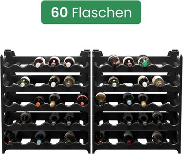 Стелаж для вина ARTECSIS на 60 пляшок, чорний, з пластику, для ресторану, модульний, стійкий