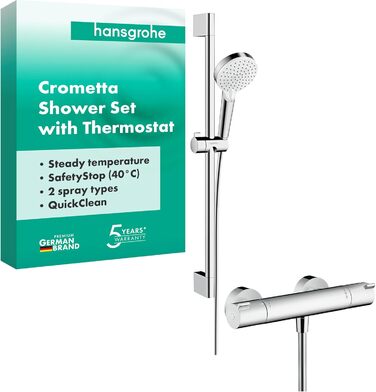 Змішувач для ванної Hansgrohe Ecostat - n Aufputz з термостатом (SafetyStop) 40°C, круглий, для 2 споживачів, 13201000 (білий/хром)