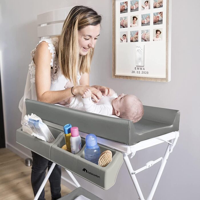 Дитяча ванночка та пеленальний столик 2-в-1 Bebeconfort, сірий (Baltic), 0-12 місяців