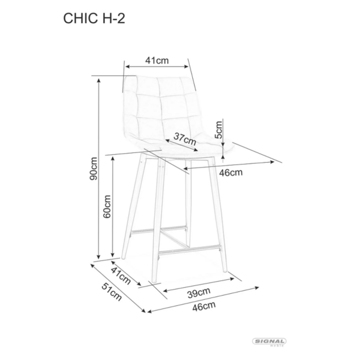 Напівбарний стілець CHIC H-2 VELVET чорний каркас/карі BL. 68