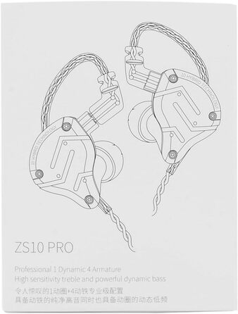 Внутрішньоканальний монітор LINSOUL KZ ZS10 Pro, 5 драйверів, HiFi, ігри, гібридний IEM, нержавіюча сталь, 2-контактний кабель, синій