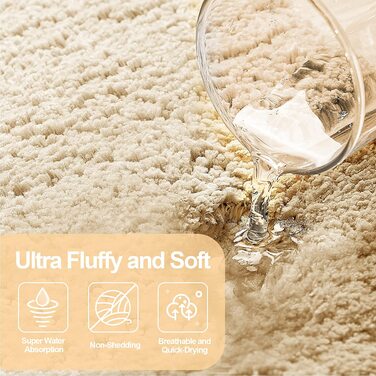 Килимок для ванної кімнати GONICVIN, 60x90 см, з м'якої мікрофібри, можна прати, з антиковзаючою основою, для ванної кімнати, вітальні (Блакитний)