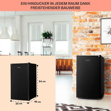 Холодильник Klarstein, міні-холодильник для напоїв, 46/80 л, чорний, з морозильною камерою, тихий, для дому, офісу, кемпінгу, 0-10°C