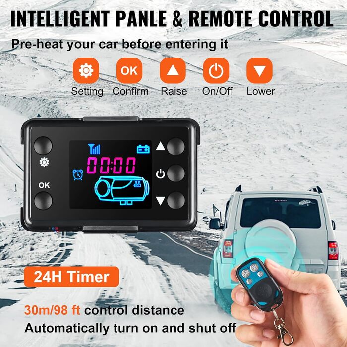 Дизельний обігрівач VEVOR 12V, 8kW для авто, RV, човнів, автобусів та вантажівок (червоний)