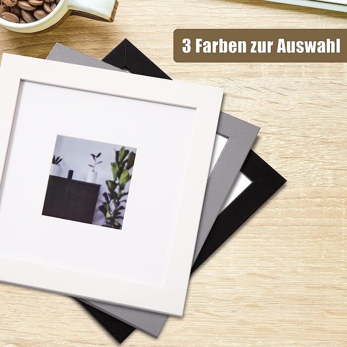 Рамка для фотографій Muzilife 4 шт. 20x20 см зі скляною панеллю-настінна фоторамка для портрета / галереї з паспарту 10x10 см (біла)