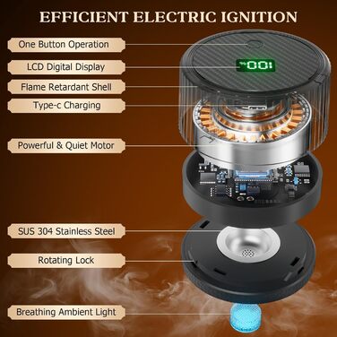 Електричний набір для копчення коктейлів CIRYASR з 6 смаками, RGB підсвітка, для віскі/бурбон, подарунок для чоловіків