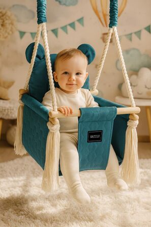 Дитяча гойдалка для дому та вулиці Bär Light Velvet | Гойдалка для малюків з м'яким сидінням