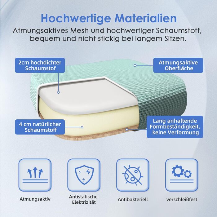 Офісне крісло Hinode з підйомними підлокітниками та функцією гойдання, 360° обертання, регульована висота, ергономічне крісло для дому та офісу з дихаючою сіткою, до 150 кг (Блакитно-зелений, Стиль 1)